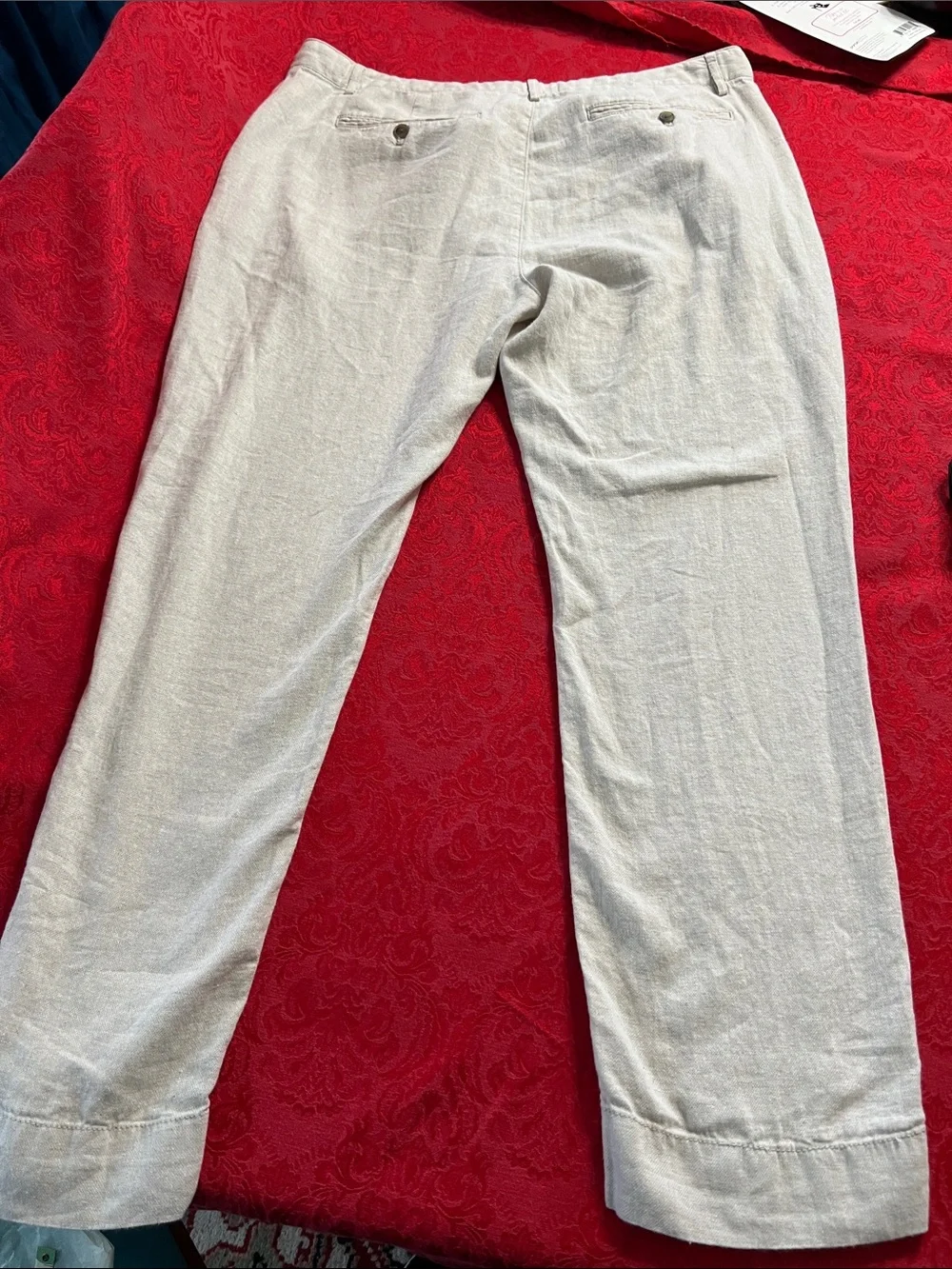 Banana Republic Slim Straight Linen Blend Pants Beige Tan 36x32 Hemmed 29 Inseam